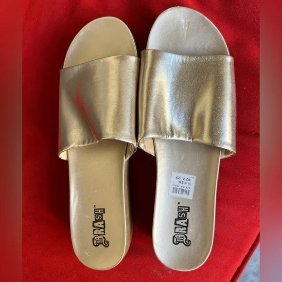 Brash Slide Wedge heel shoes Gold Color US 10 - Picture 2 of 10